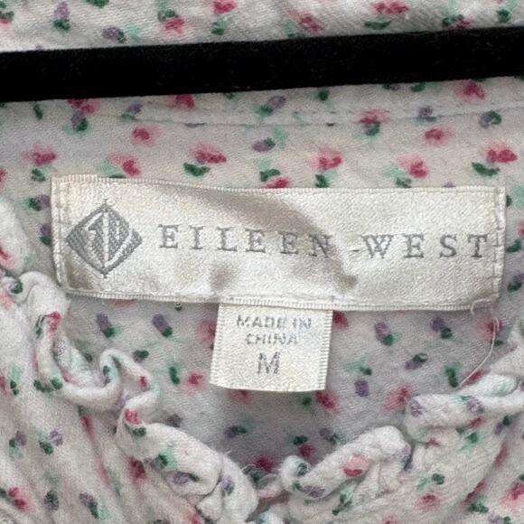 Eileen West Flannel Nightgown Size Medium Pajama Dress Long Sleeve Cottage - Picture 4 of 7